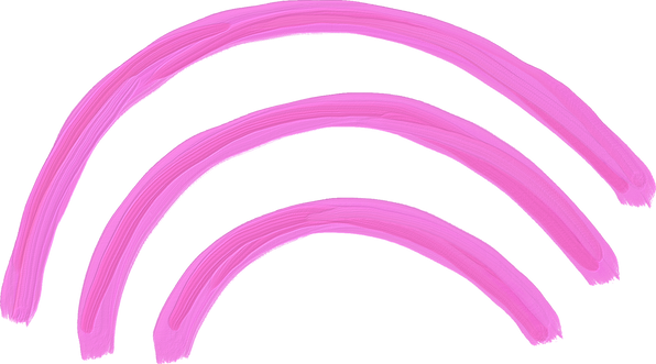 Impasto Textured Shapes Pink Lined Rainbow Shape