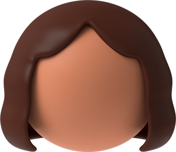 3D Head Fair Skin Long Brown Hair